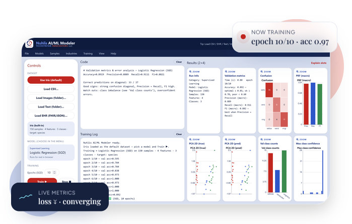 Nuhlis AI/ML Modeler — training epoch by epoch